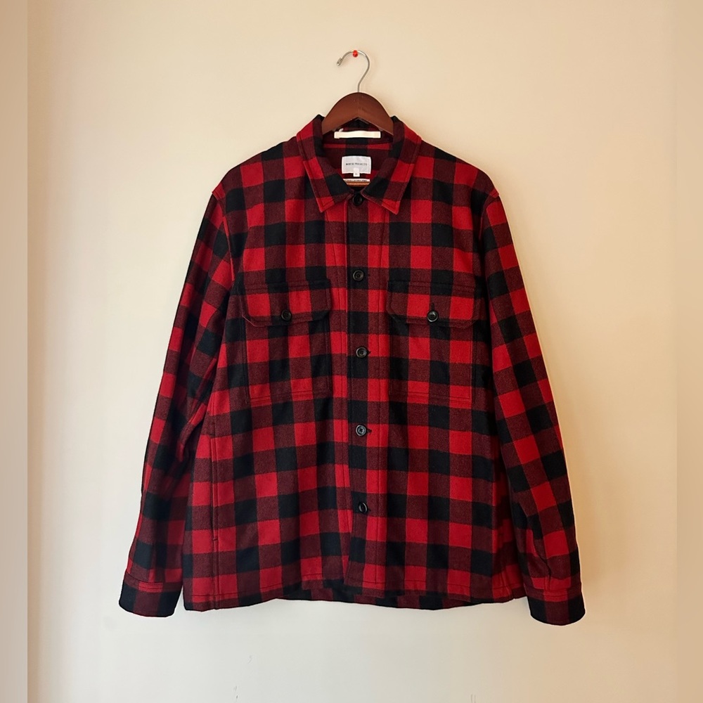Norse Projects Kyle Wool Shirt Jacket in red plaid